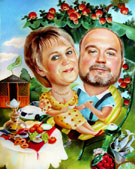 шарж пастелью