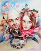 шарж пастелью