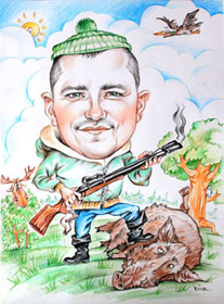 шарж цветными карандашами